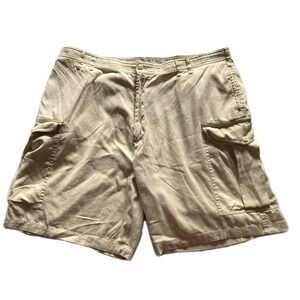 Nat Nast Cargo Shorts Mens 40 Beige Silk Cotton Blend Relaxed Stretch Travel